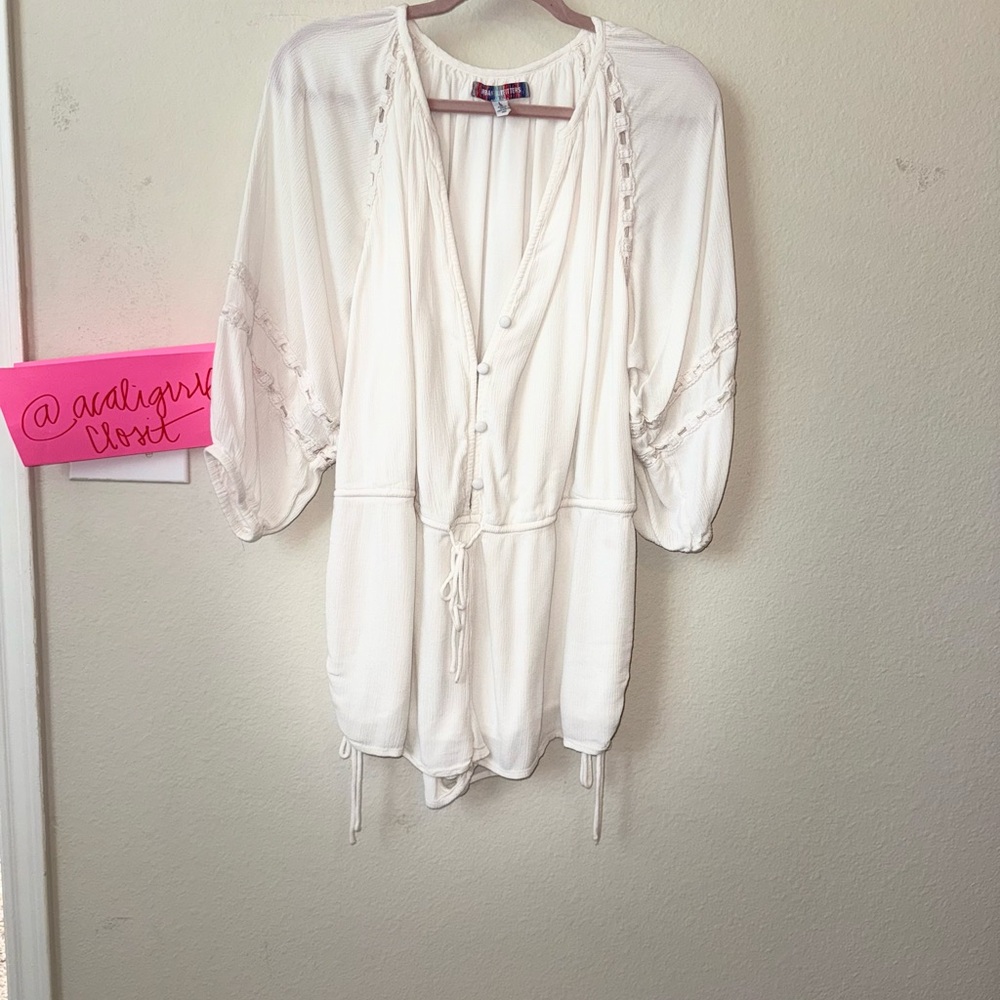 Charlotte Rouse: White Button-Up Romper